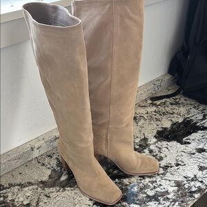 Women's Tan Suede Knee-High Boots
